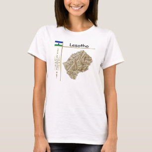 Lesotho Kaart + Vlag + Titel T-Shirt