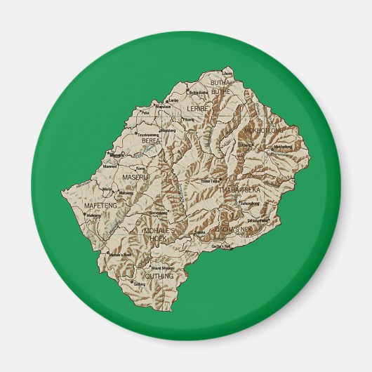 Lesotho Kaartmagneet Magneet (Voorkant)