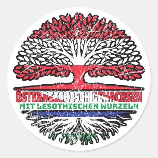 Lesotho Lesothisch Österreichisch Baum Ronde Sticker (Voorkant)