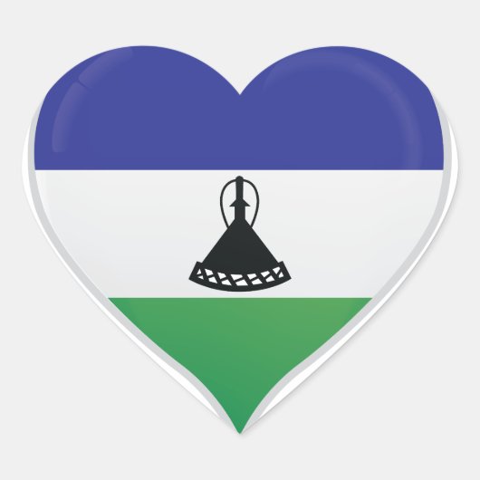 Lesotho liefde vlag trots hart sticker (Voorkant)