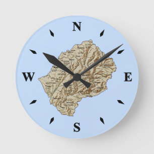 Lesotho Map Clock Ronde Klok