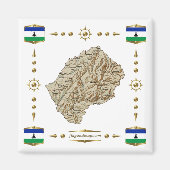 Lesotho Map + Flags Magnet (Voorkant)