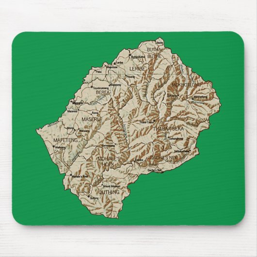 Lesotho Map Mousepad Muismat (Voorkant)