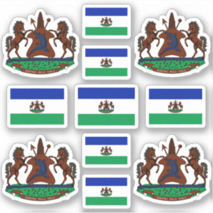 Lesotho - nationale symbolen/wapenschild en vlagge sticker