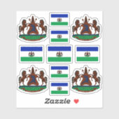 Lesotho - nationale symbolen/wapenschild en vlagge sticker (Vel)