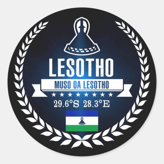 Lesotho Ronde Sticker (Voorkant)