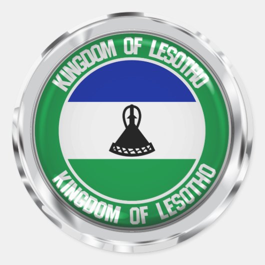 Lesotho Round Emblem Ronde Sticker (Voorkant)