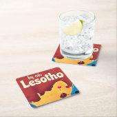 Lesotho Vintage reisvluchtposter Kartonnen Onderzetters (Insitu)
