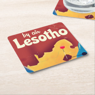 Lesotho Vintage reisvluchtposter Kartonnen Onderzetters