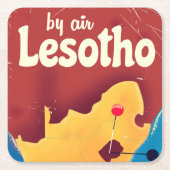 Lesotho Vintage reisvluchtposter Kartonnen Onderzetters (Voorkant)