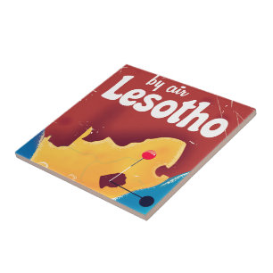 Lesotho Vintage reisvluchtposter Tegeltje