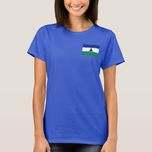 Lesotho Vlag en Kaart dk T-Shirt (Voorkant)