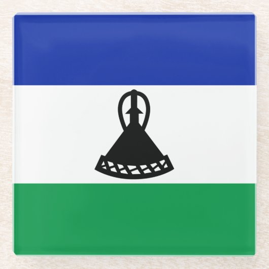 Lesotho-vlag Glazen Onderzetter (Voorkant)