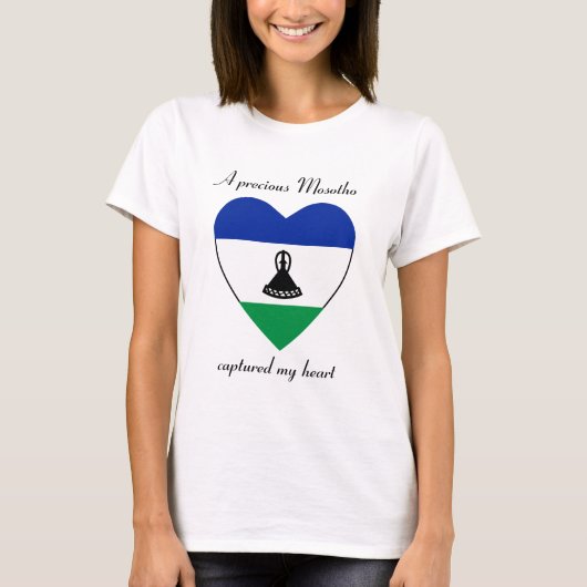 Lesotho Vlag Hart T-Shirt (Voorkant)