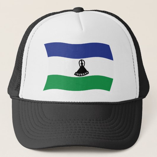 Lesotho Vlag Hoed Trucker Pet (Voorkant)