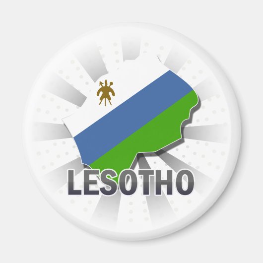 Lesotho Vlag Kaart 2.0 Magneet (Voorkant)