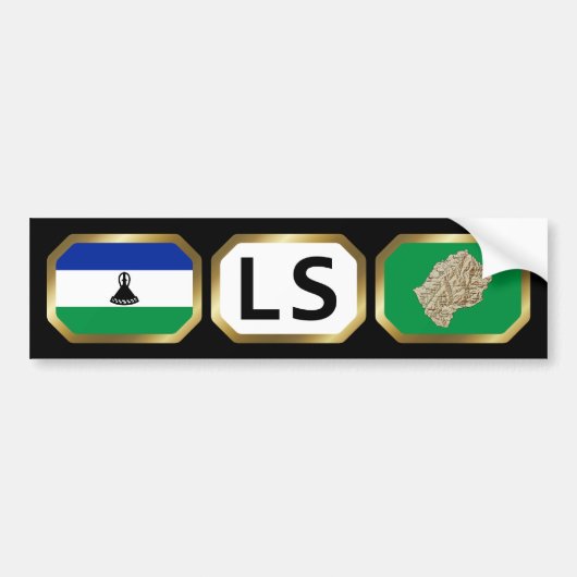 Lesotho Vlag Landkaart Code Bumpersticker (Voorkant)