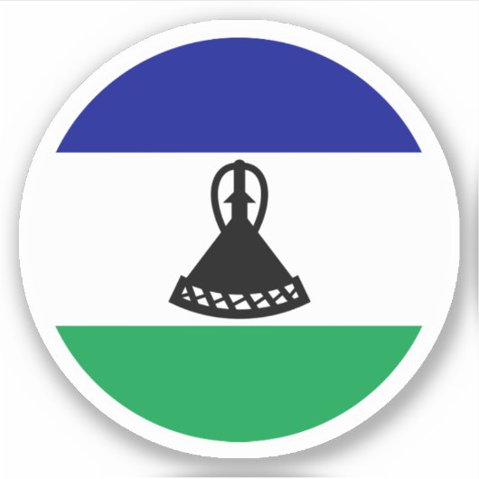 Lesotho Vlag Ronde Sticker (Voorkant)