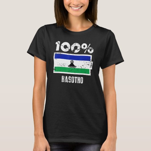 Lesotho-vlagondersteuning 100 Basotho-batterijverm T-shirt (Voorkant)