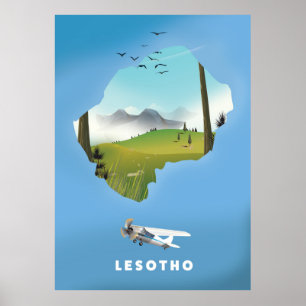 Lesotho Zuid-Afrika Ski poster