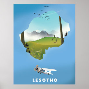 Lesotho Zuid-Afrika Ski poster