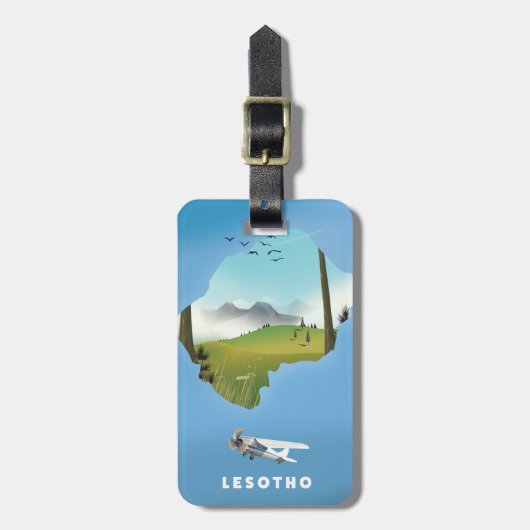 Lesotho Zuid-Afrika Ski poster Bagagelabel (Voorkant verticaal)
