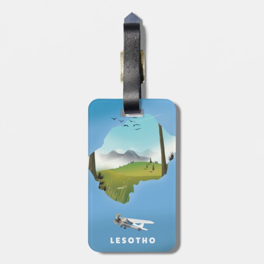 Lesotho Zuid-Afrika Ski poster Bagagelabel (Achterkant verticaal)