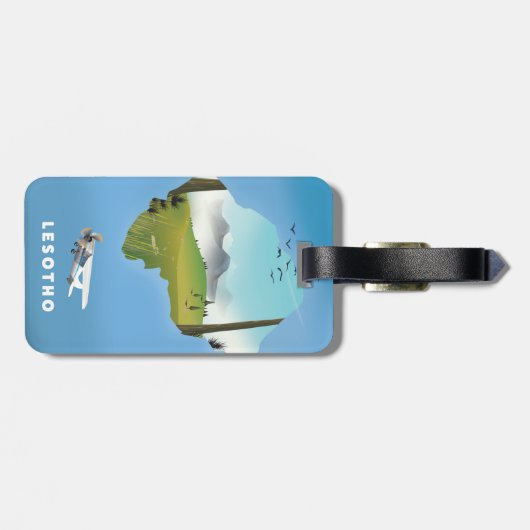 Lesotho Zuid-Afrika Ski poster Bagagelabel (Achterkant horizontaal)