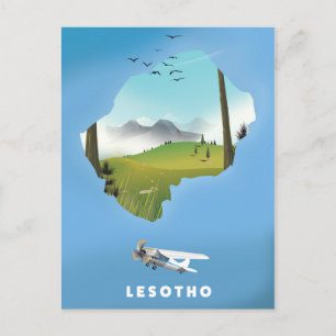 Lesotho Zuid-Afrika Ski poster Briefkaart