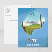 Lesotho Zuid-Afrika Ski poster Briefkaart (Voorkant / Achterkant)