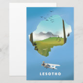 Lesotho Zuid-Afrika Ski poster Briefpapier (Voorkant / Achterkant)