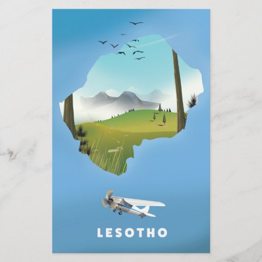 Lesotho Zuid-Afrika Ski poster Briefpapier (Voorkant)