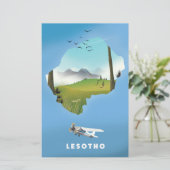 Lesotho Zuid-Afrika Ski poster Briefpapier (Staand voorkant)