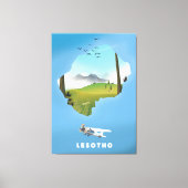 Lesotho Zuid-Afrika ski poster Canvas Afdruk (Voorkant)