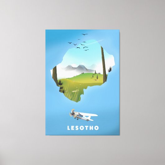 Lesotho Zuid-Afrika Ski poster Canvas Afdruk (Voorkant)