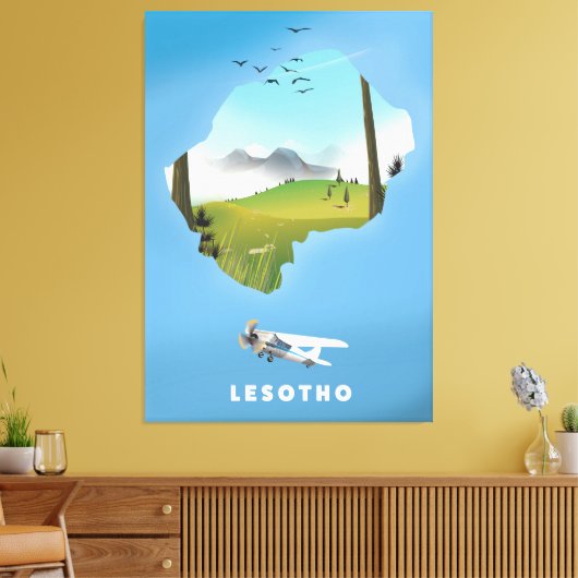 Lesotho Zuid-Afrika ski poster Canvas Afdruk (Insitu (Woonkamer))