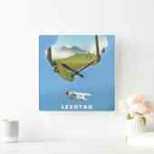 Lesotho Zuid-Afrika Ski poster Vierkante Klok (Huis)