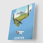 Lesotho Zuid-Afrika Ski poster Vierkante Klok (Hoek)