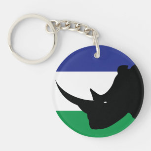 Lesotho Zwarte neushoorn Basotho Nationale Dierenv Sleutelhanger