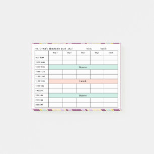 Lesrooster voor docenten 2026–2027 Klaslokaal we Post-it® Notes