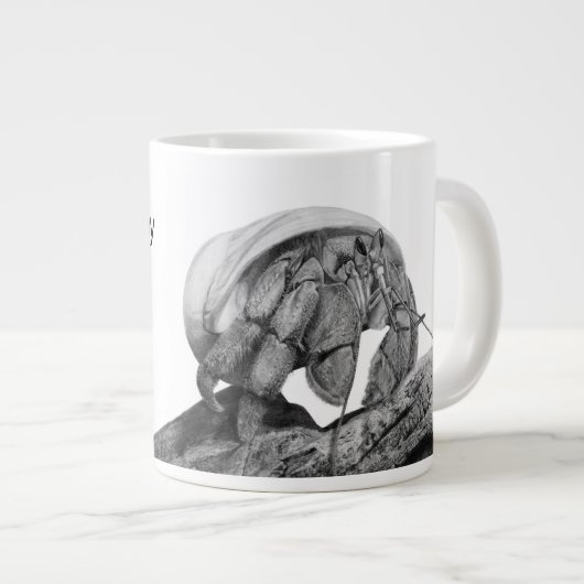 Less Crabby Need Coffee Ecuadorian Hermit Crab Art Grote Koffiekop (Voorkant rechts)