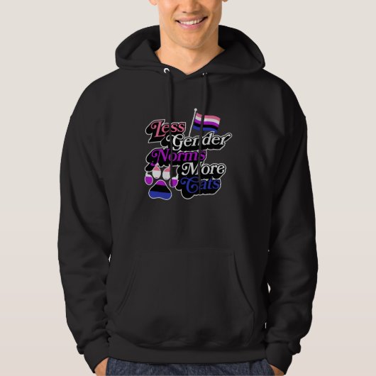 Less Gender Norms More Cats Genderfluid Pride Aest Hoodie (Voorkant)