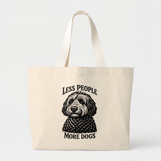 Less People More Dogs Bag - Golden Doodle Grote Tote Bag (Voorkant)