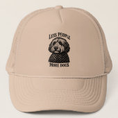 Less People More Dogs Hat – Goldendoodle Graphic Trucker Pet (Voorkant)