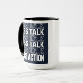 Less Talk More Action Motiverende Typografie Mok (Voorkant links)