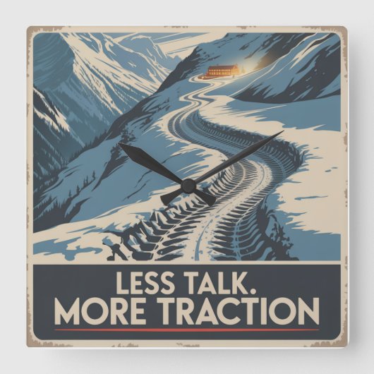 Less Talk. More Traction Vierkante Klok (Voorkant)