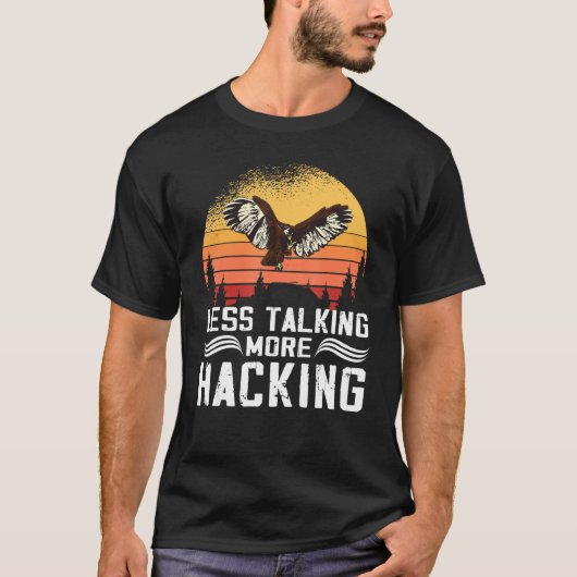 Less Talking more Hacking Sunset Falconer Falconry T-shirt (Voorkant)