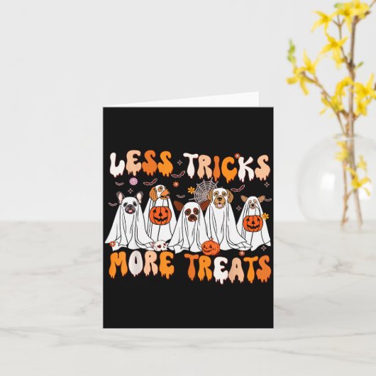 Less Tricks More Treats Soky Ghost Dogs Vet Tech  Kaart (Gele Bloem)