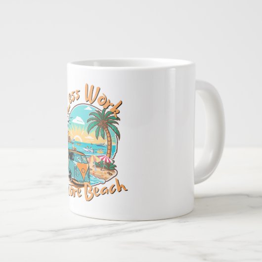 Less Work More Beach Grote Koffiekop (Voorkant rechts)