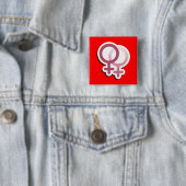 LESSBIAN LOVE SYMBOLS PINK -.png Vierkante Button 5,1 Cm (In situ)